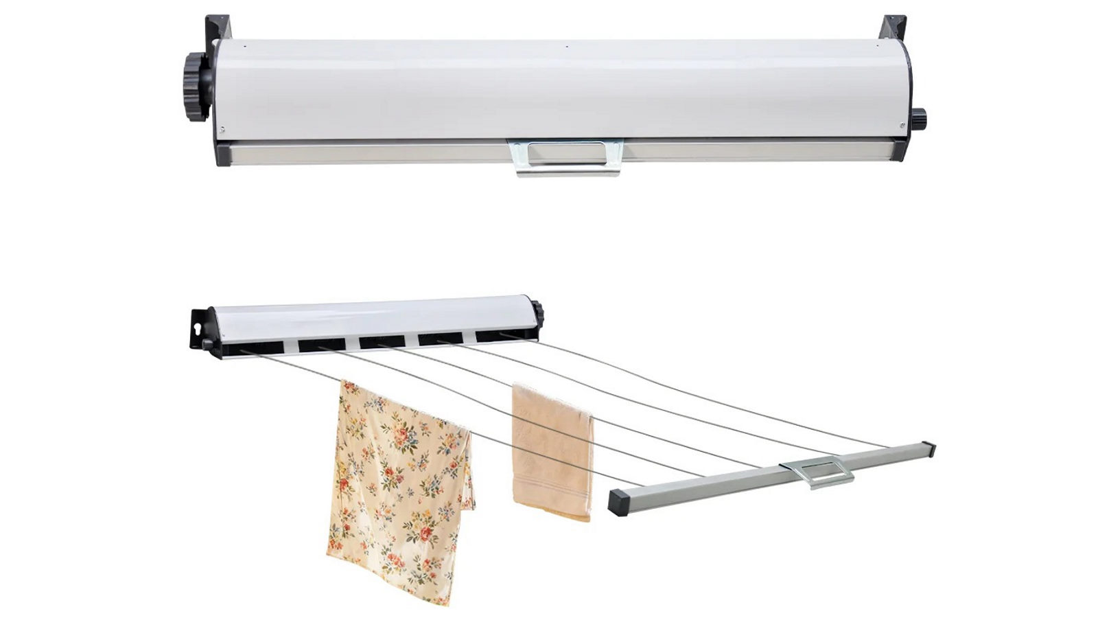 YS 5Line Retractable Clothesline Outdoor Heavy Duty Wall-Mounted Iron Clothes Dryer