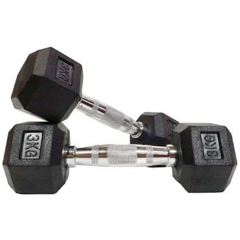 Morgan Rubber a Pair Hex Dumbbells - 3kg