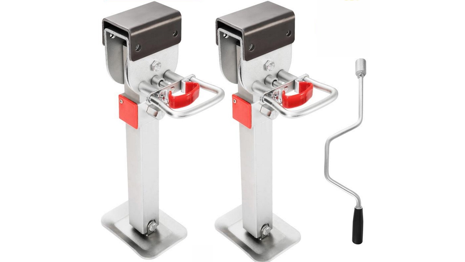 San Hima 2x 47cm Drop Down Corner Legs Steadies & Handle Steel Foot Caravan
