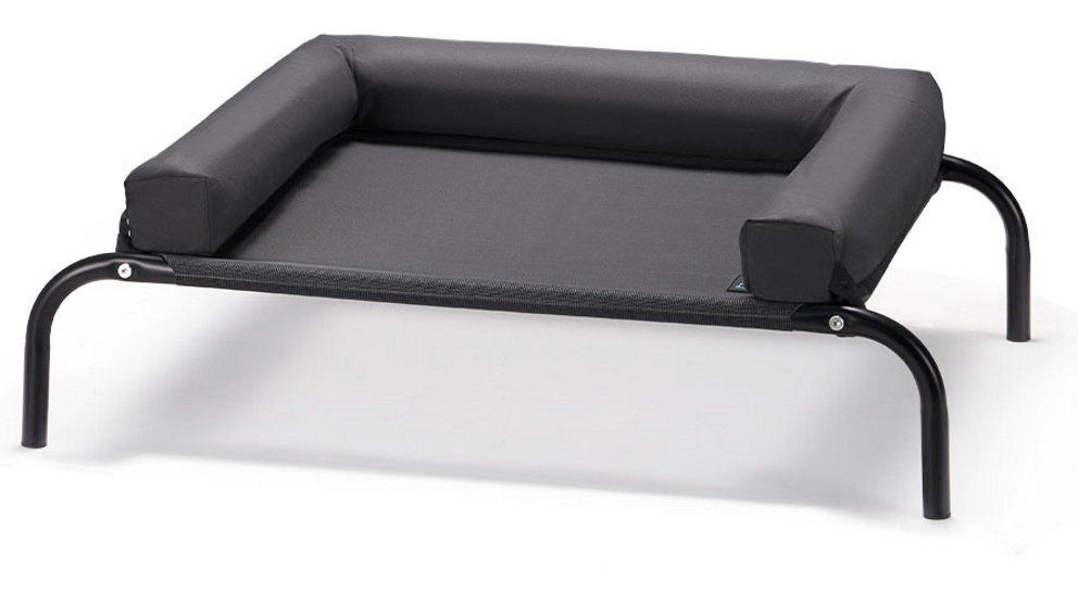 Petzly Large Cooling Dog Bed with Pillow - Black