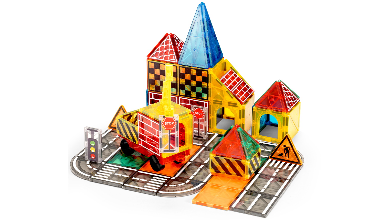 Playpals 40-Pieces Kids Magnetic Tiles Road Set