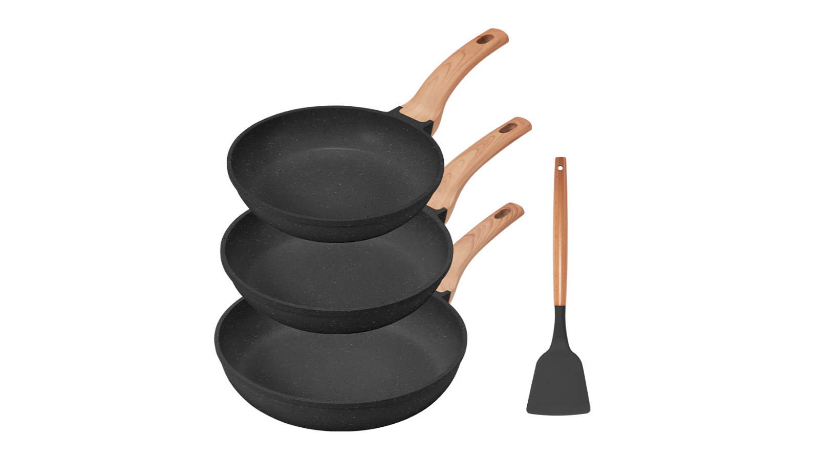 Zuni 3 Piece Non-Stick Frypan Set - Black