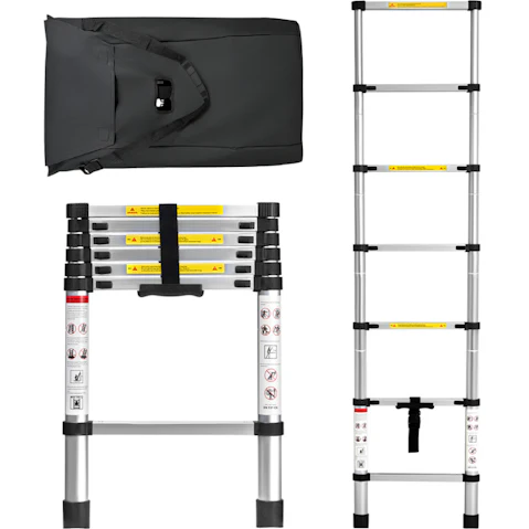 Zuni Telescopic Aluminium Ladder with Storage Bag - 2metre