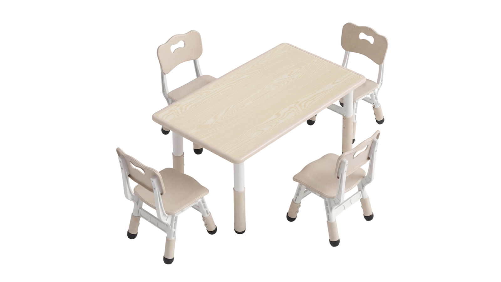 Playpals 120 x 60cm Kids Table and 4 Chairs Set - Beige