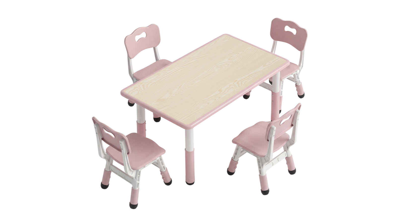Playpals 120 x 60cm Kids Table and 4 Chairs Set - Pink