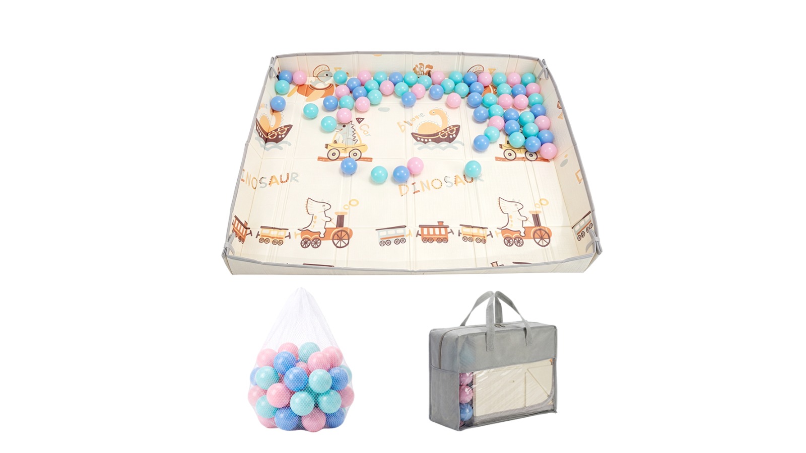 Playpals Dinosaur Outing Baby Play Mat with Fold-Up Side