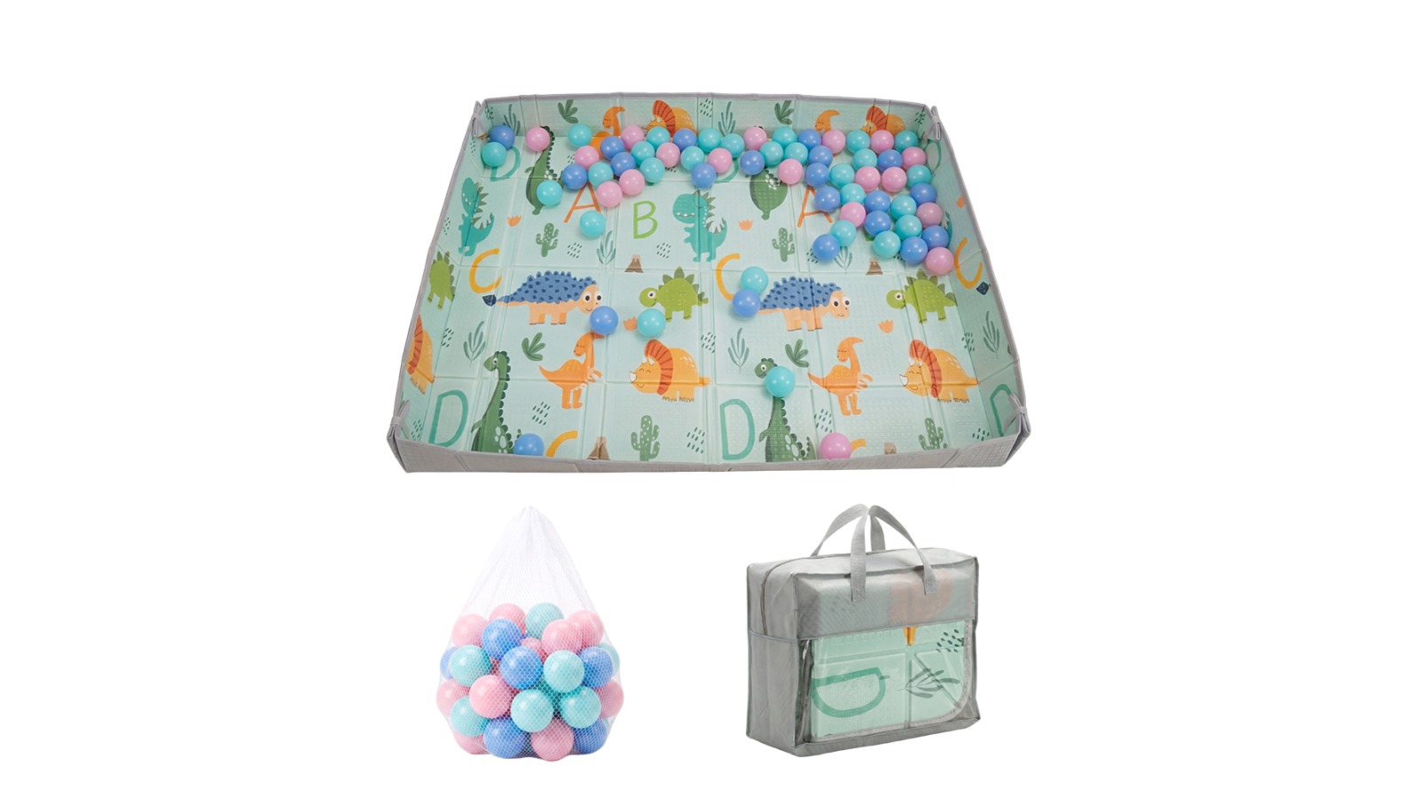 Playpals Dinosaur Land Baby Play Mat with Fold-Up Side