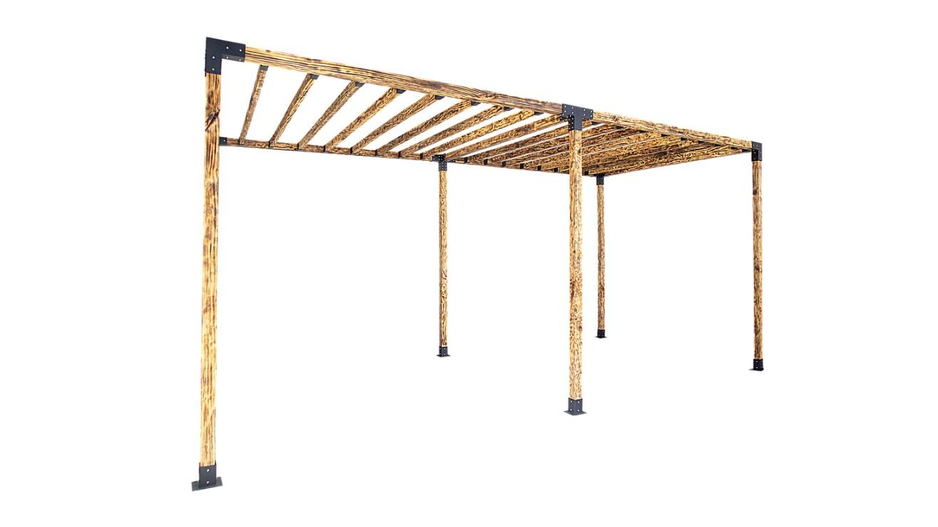 Randy and Travis Machinery Double Pergola Kit with Matte Black Steel Bracket and Top Rafter
