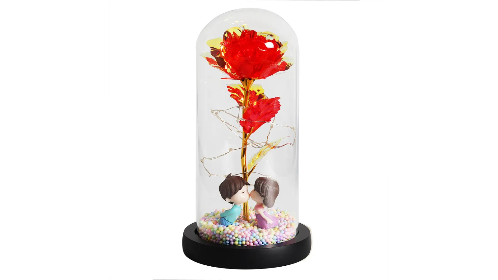 NNEOBA Eternal Beauty and Fairy Lights Enchanted Galaxy Rose in Glass Dome