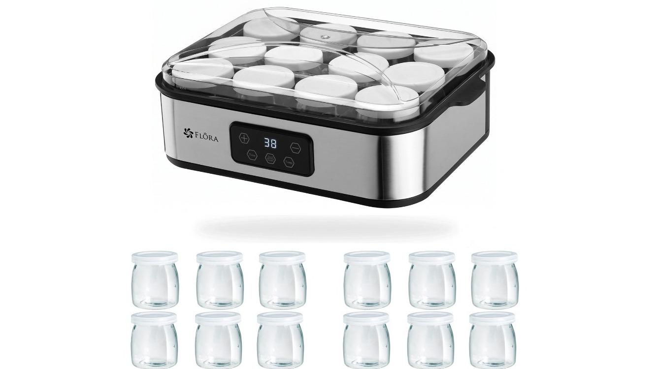 Flora Electric Yogurt Making Machine with 12-Glass Jar