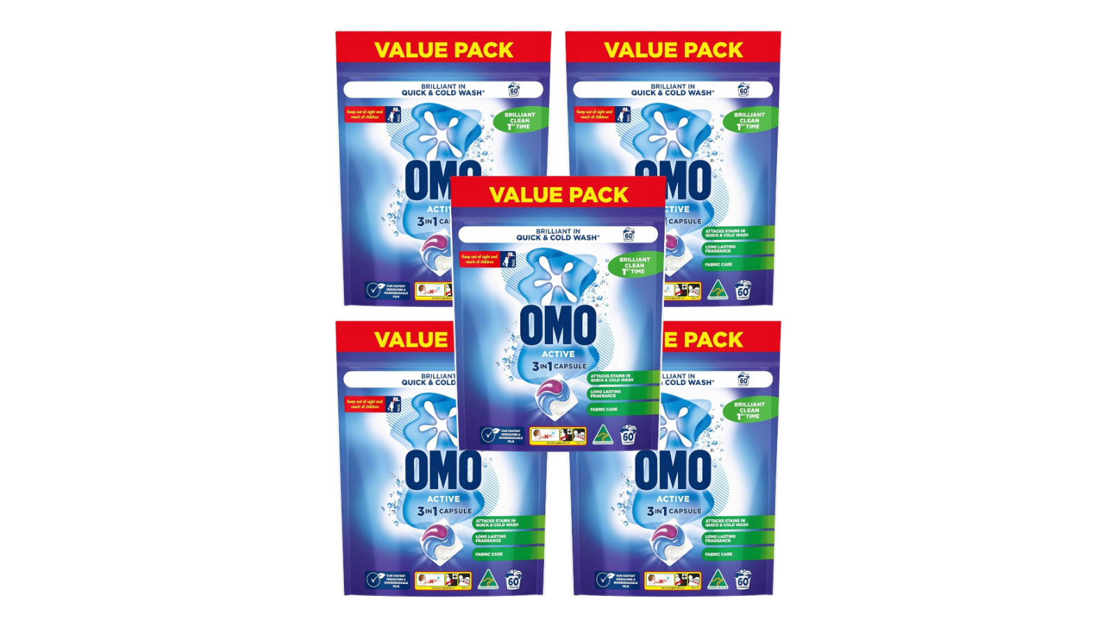 Omo 300 Piece 3-in-1 Active Laundry Capsule