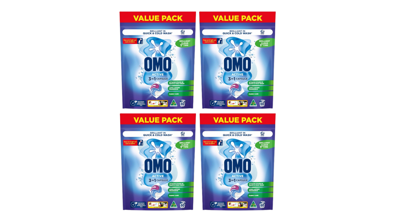 Omo 240 Piece 3-in-1 Active Laundry Capsule