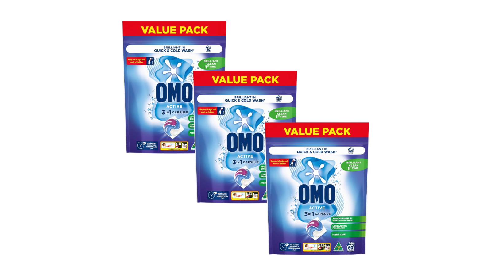 Omo 180 Piece 3-in-1 Active Laundry Capsule