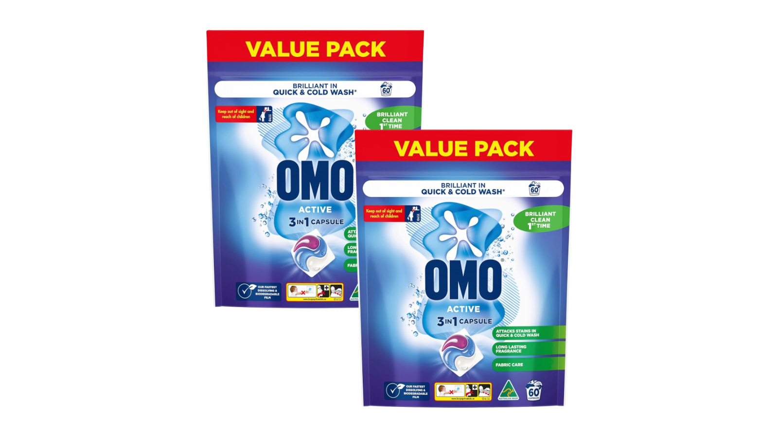 Omo 120 Piece 3-in-1 Active Laundry Capsule