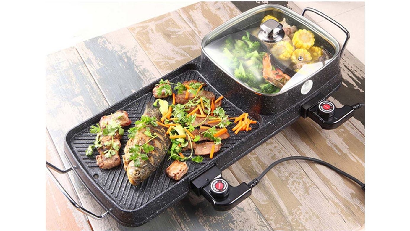 SOGA 2in1 Electric BBQ Grill Teppanyaki and Steamboat Hotpot Harvey