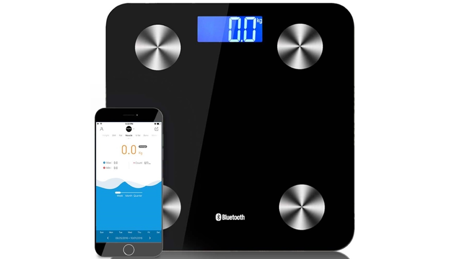 SOGA Wireless Bluetooth Digital Body Fat Scale - Black