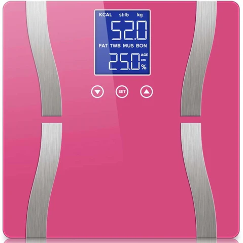 SOGA Glass LCD Digital Body Fat Electronic Weighing Scales - Pink