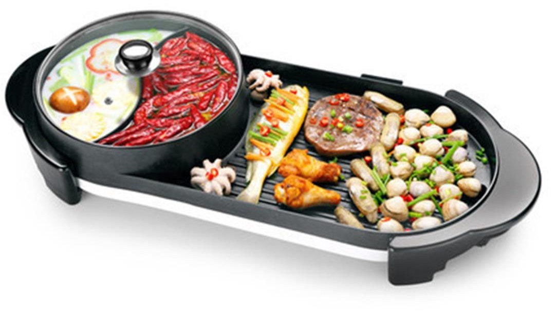 SOGA 2in1 Electric NonStick BBQ Teppanyaki Grill Plate Steamboat