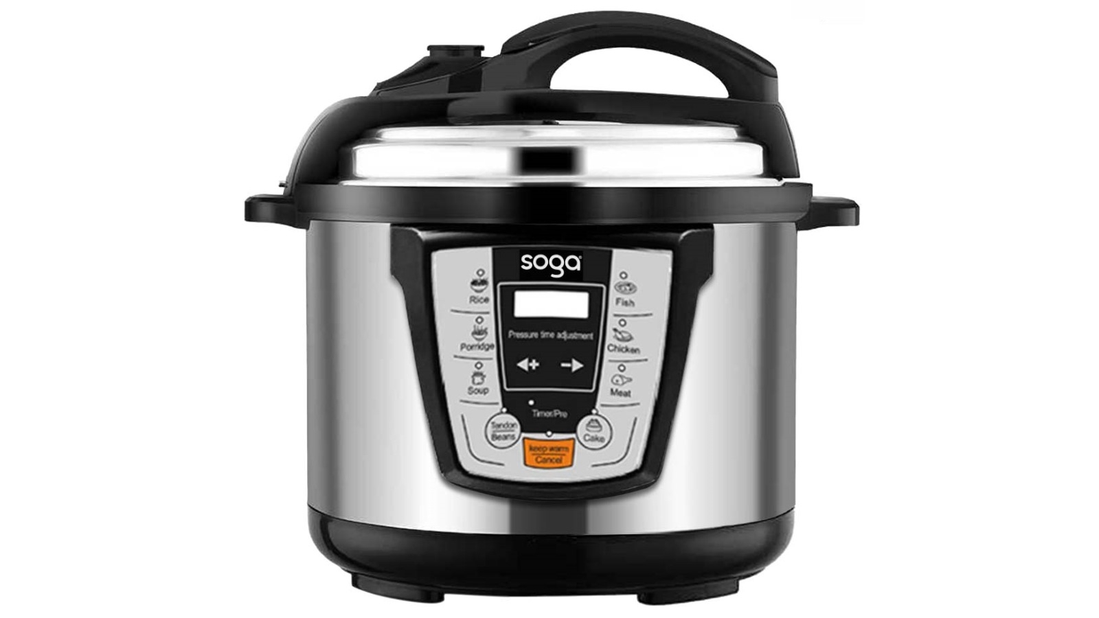 SOGA Electric Stainless Steel Pressure Cooker 12L 1600W Multicooker