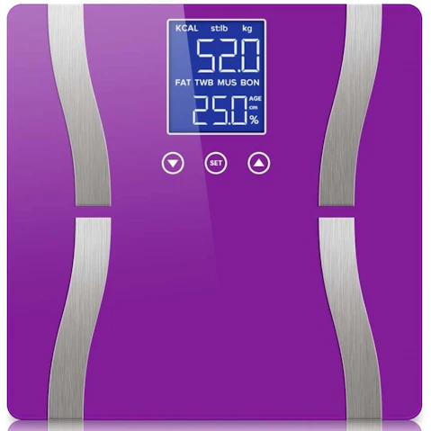 SOGA Glass LCD Digital Body Fat Electronic Weighing Scales - Purple