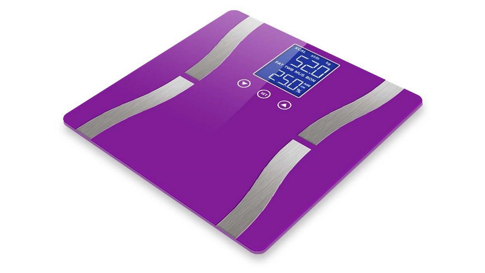 SOGA Glass LCD Digital Body Fat Electronic Weighing Scales Purple Harvey Norman