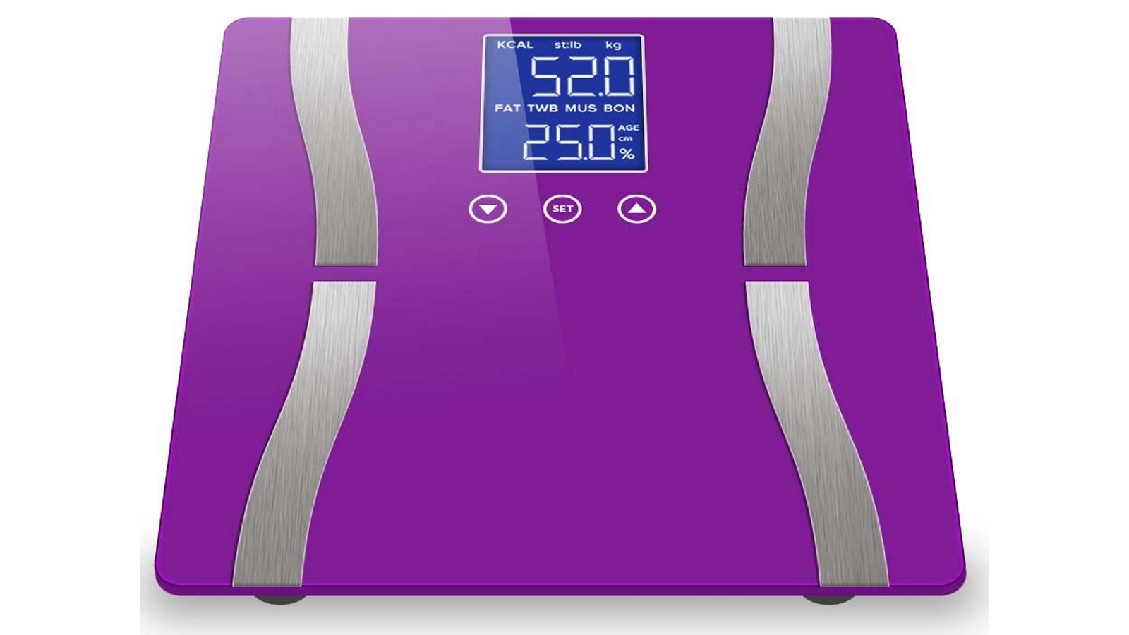 SOGA Glass LCD Digital Body Fat Electronic Weighing Scales Purple Harvey Norman