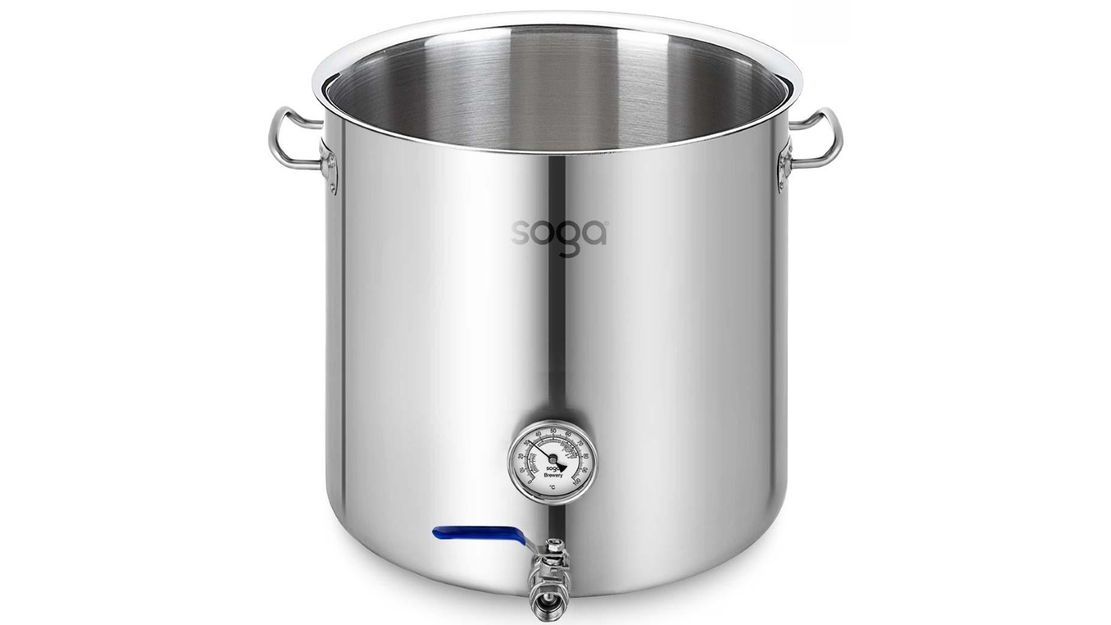 SOGA Stainless Steel 130L No Lid Brewery Pot With Beer Valve - 55x55cm