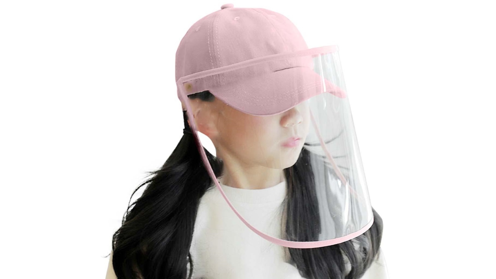 Puredi Outdoor Anti-Fog Pollution Dust Protective Cap with Full Face HD Shield Cover Kids - Pink