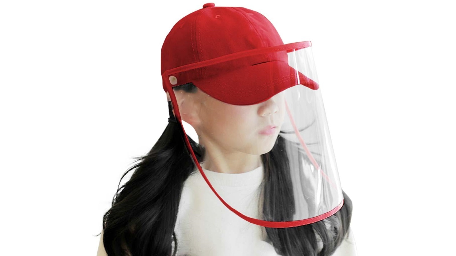 Puredi Outdoor Anti-Fog Pollution Dust Protective Cap with Full Face HD Shield Cover Kids - Red