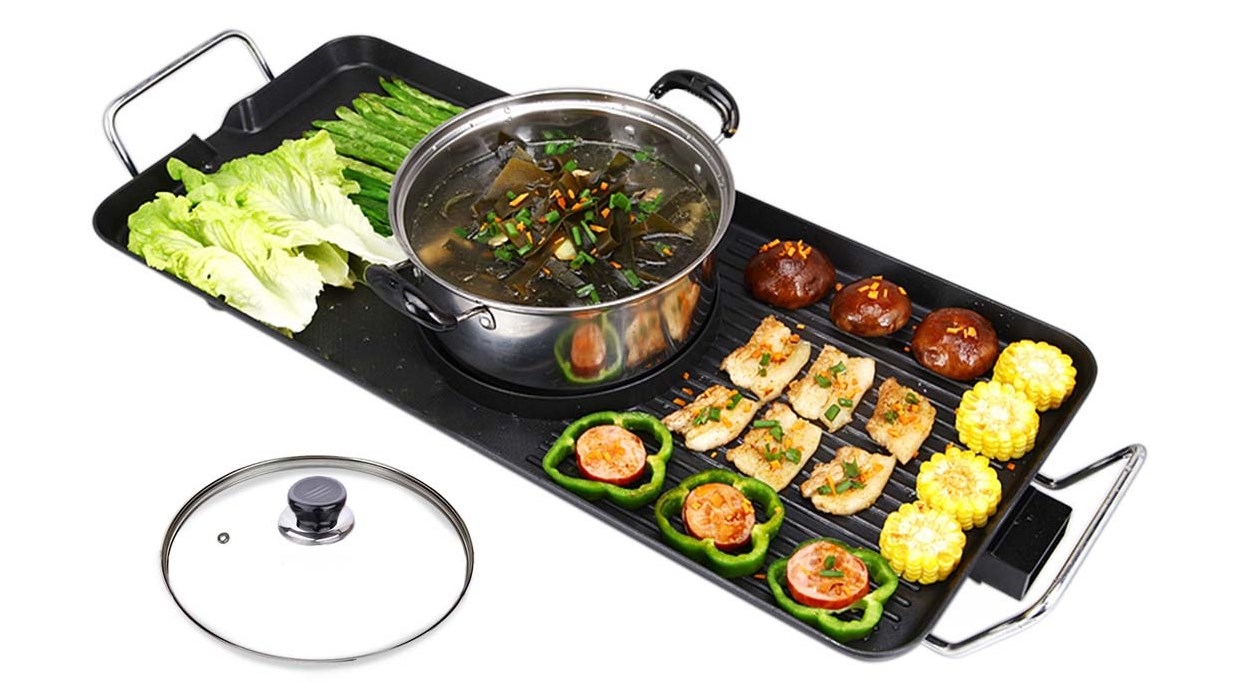 Round Hot Pot Barbecue Combination Indoor Korean Style Barbecue, 1800w  Electric Hot Pot With Divider, Portable Hot Pot & Grill Multi-Function  Non-Stick Electric Hot Pot, Home Electric Hot Pot Barbecue Stove