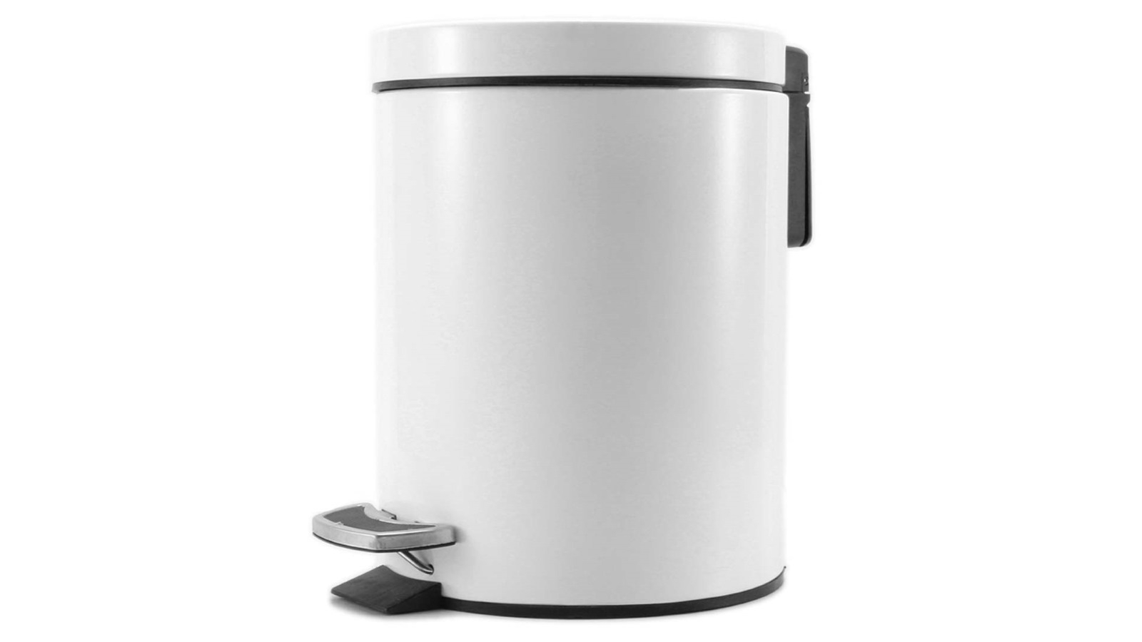 SOGA 12L Foot Pedal Stainless Steel Round Trash Bin - White