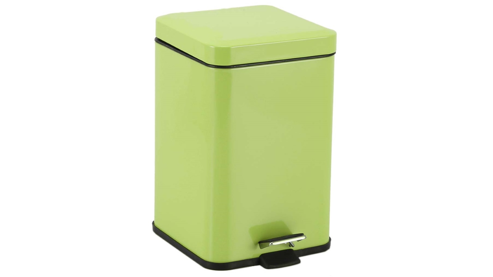 SOGA 12L Foot Pedal Stainless Steel Square Trash Bin - Green