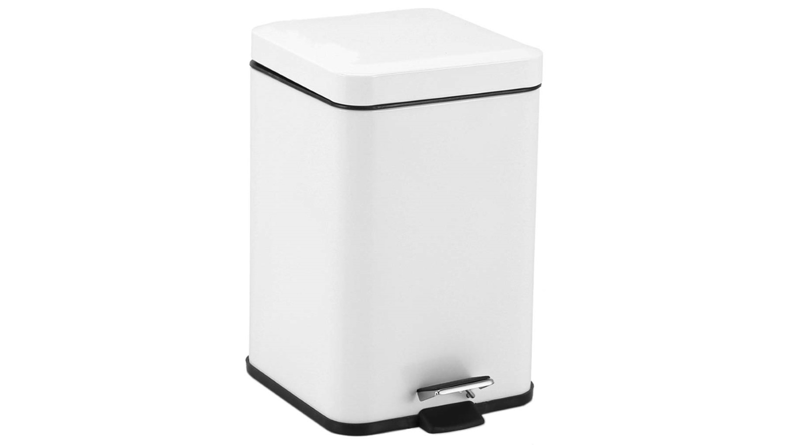 SOGA 6L Foot Pedal Stainless Steel Square Trash Bin - White