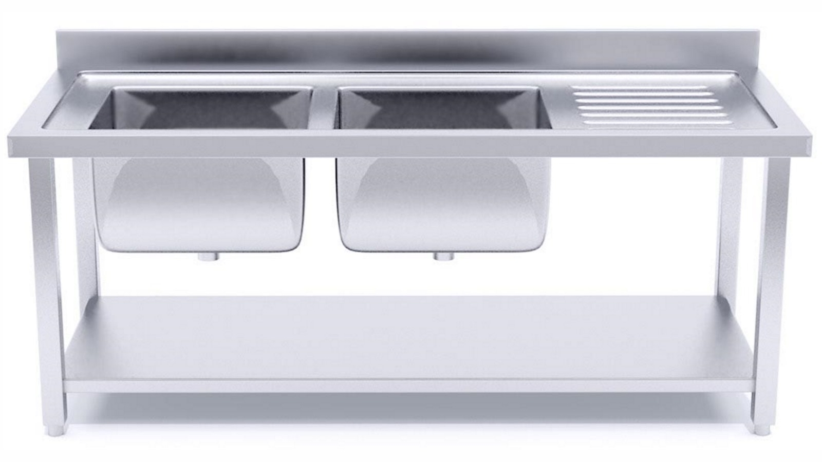SOGA 160x70x85cm Stainless Steel Left Dual Sink Bowl Work Bench
