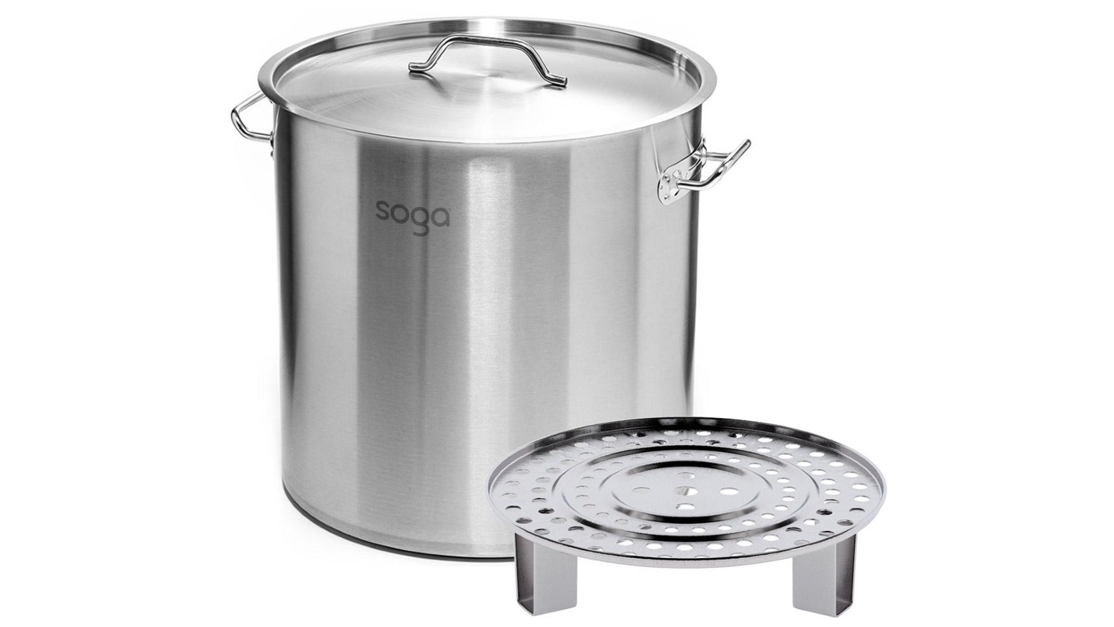 SOGA 21L Stainless Steel Stockpot with One Steamer Rack Insert Stockpot Tray