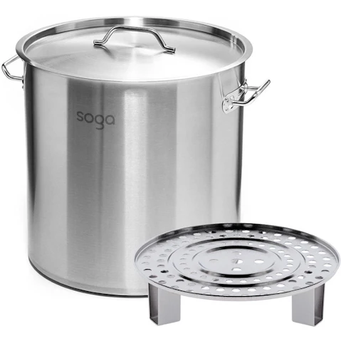 SOGA 21L Stainless Steel Stockpot with One Steamer Rack Insert Stockpot Tray