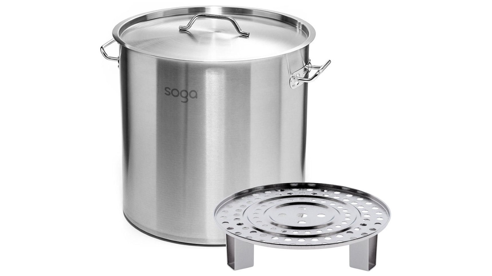 SOGA 50L Stainless Steel Stockpot with One Steamer Rack Insert Stockpot Tray