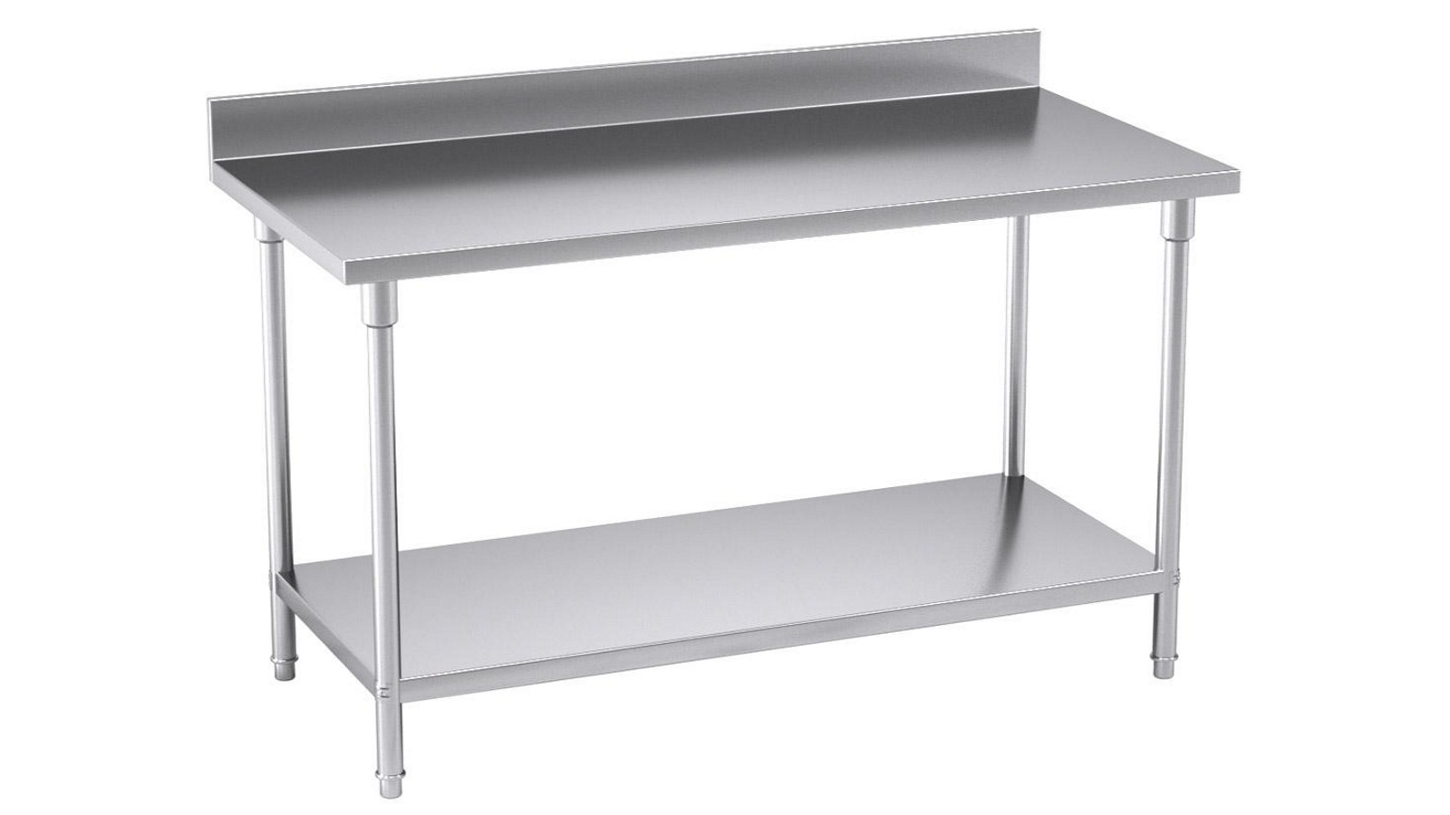 SOGA 150x70x85cm Stainless Steel Work Bench Table with Back-Splash