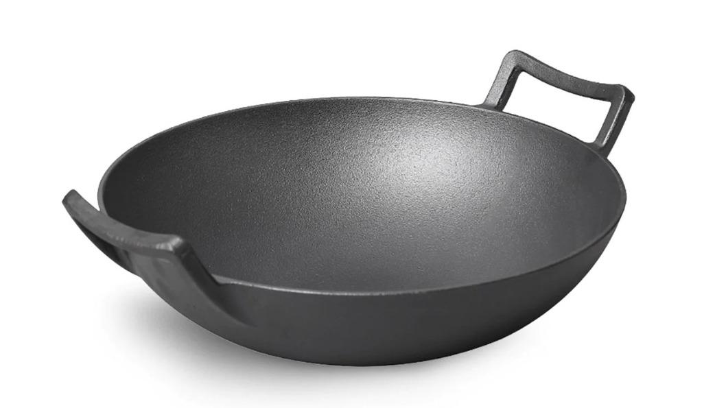 SOGA Commercial Cast Iron Wok Fry Pan with Double Handle - 32cm