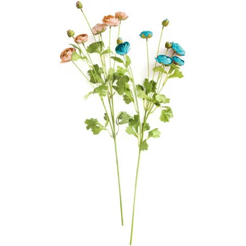 Soga 12 Piece Artificial Silk Flower Fake Rose Bouquet Table Decor - Blue