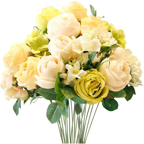 SOGA 15 Heads Artificial White Flower