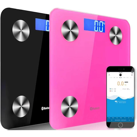SOGA 2x Wireless Bluetooth Digital Body Fat Scale - Black/Pink