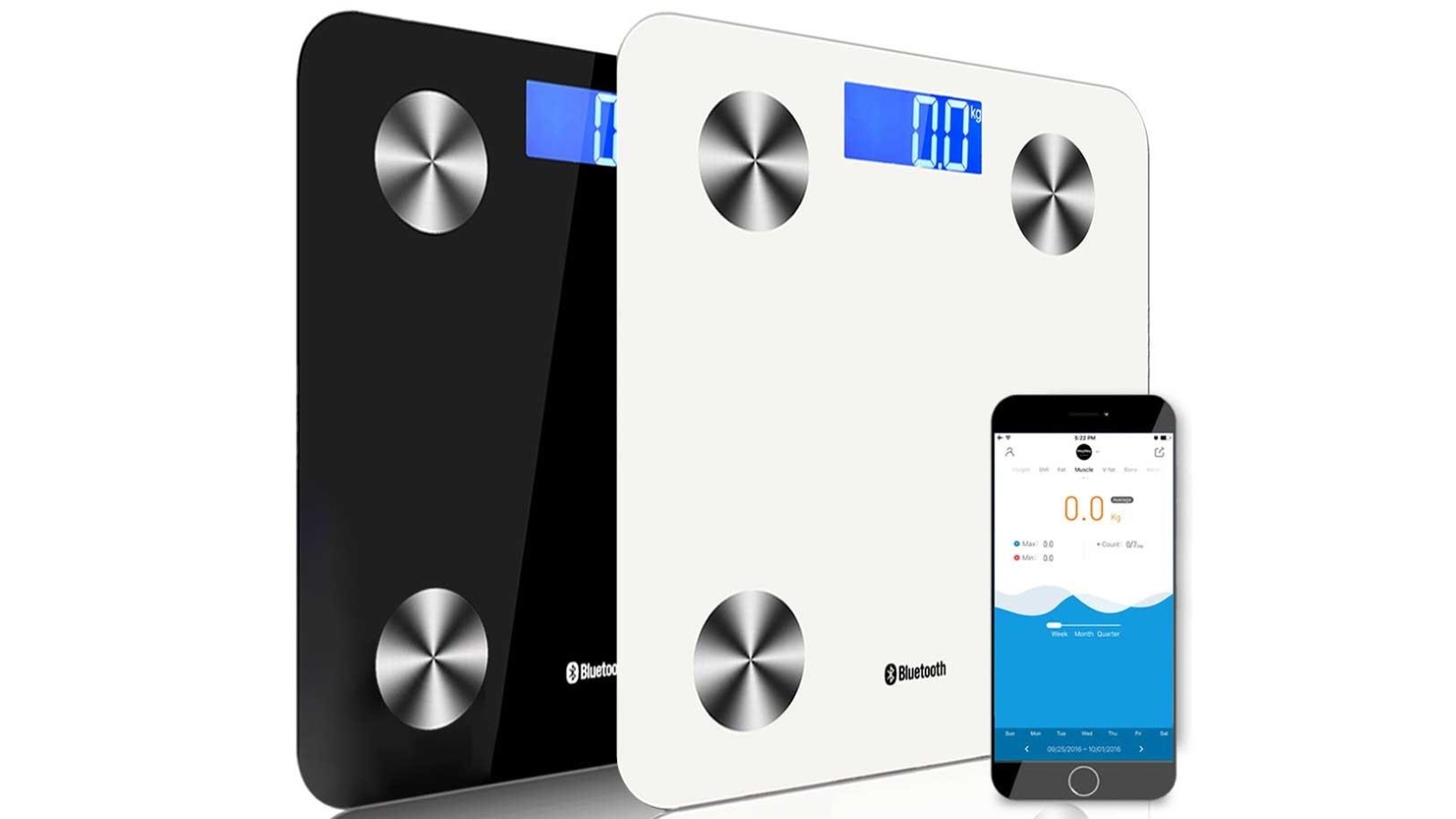 SOGA 2x Wireless Bluetooth Digital Body Fat Scale - Black/White