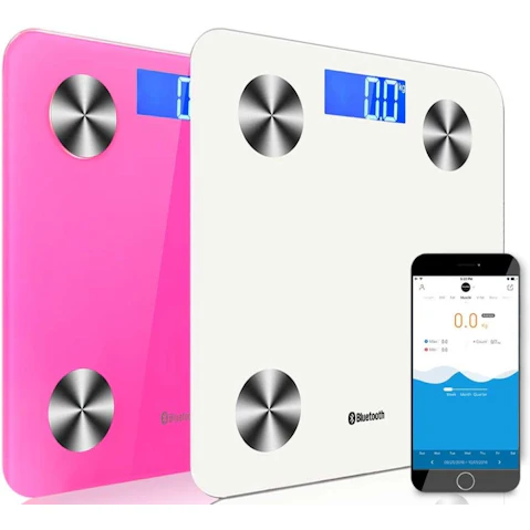 SOGA 2x Wireless Bluetooth Digital Body Fat Scale - White/Pink