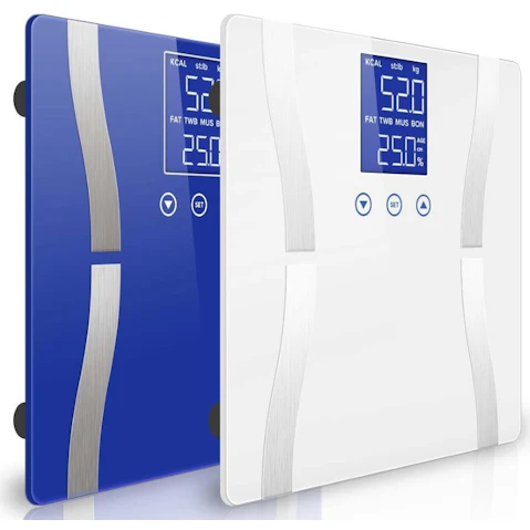 SOGA 2x Glass LCD Digital Body Fat Electronic Weighing Scales - Blue/White
