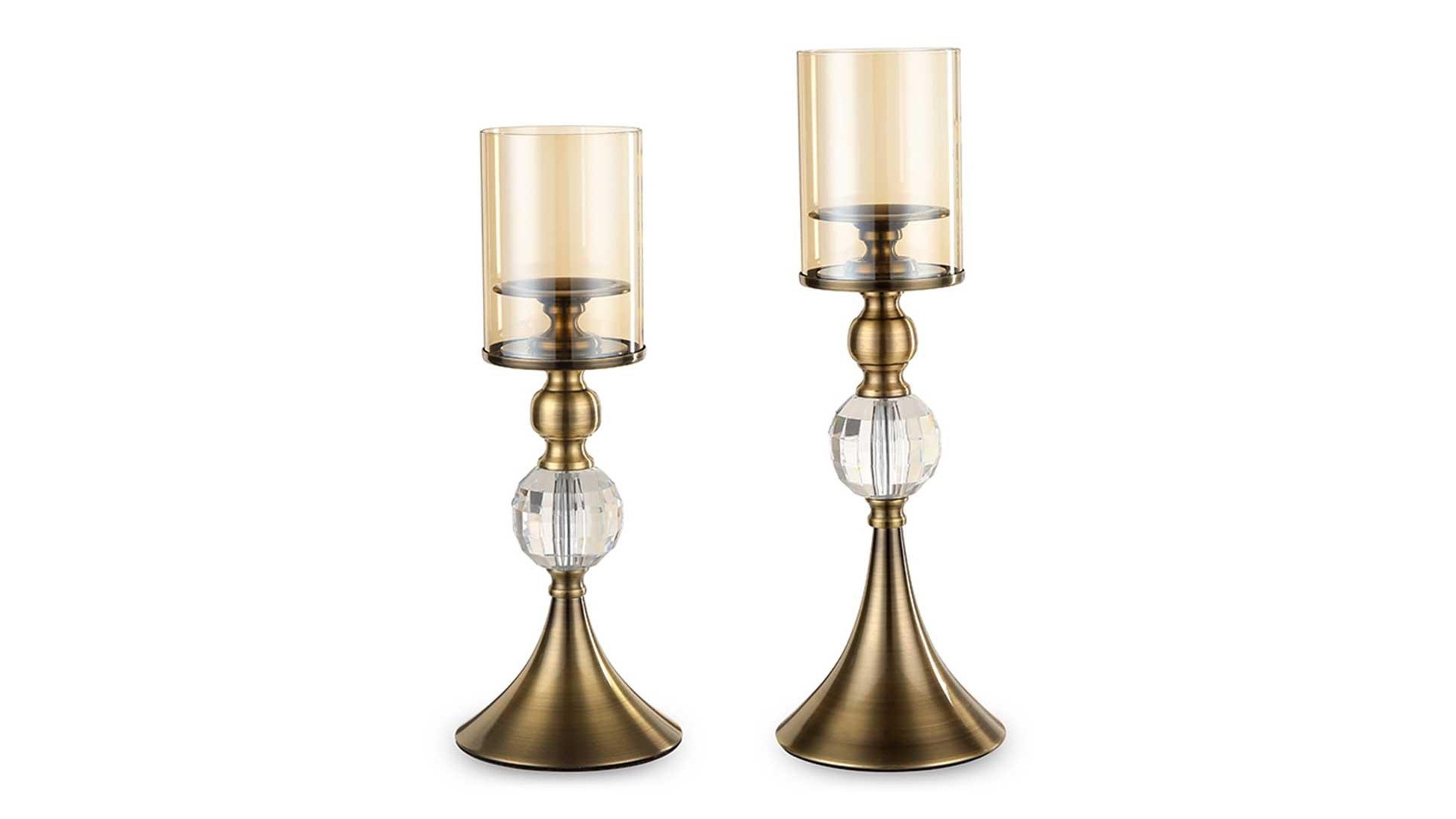 Soga 37cm and 34cm Glass Candle Holder Set