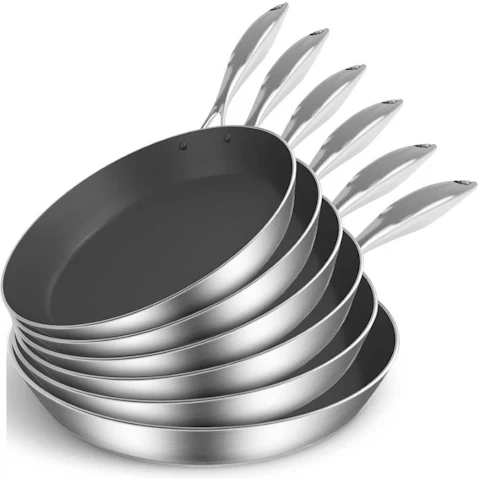SOGA 6x Stainless Steel Fry Pan Induction Non Stick Interior Skillet
