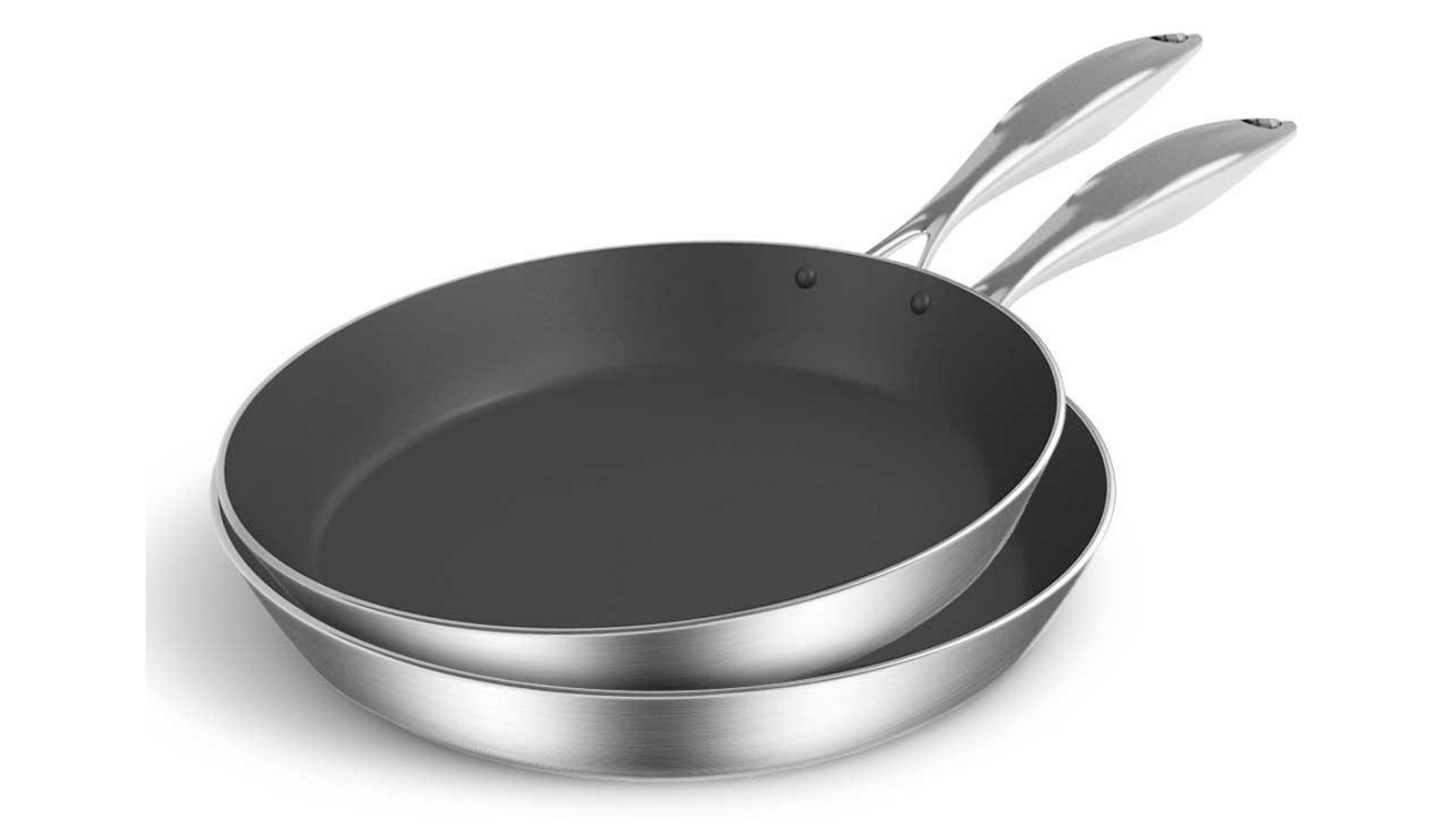 SOGA 20cm and 24cm Stainless Steel Fry Pan with Induction Non Stick Interior