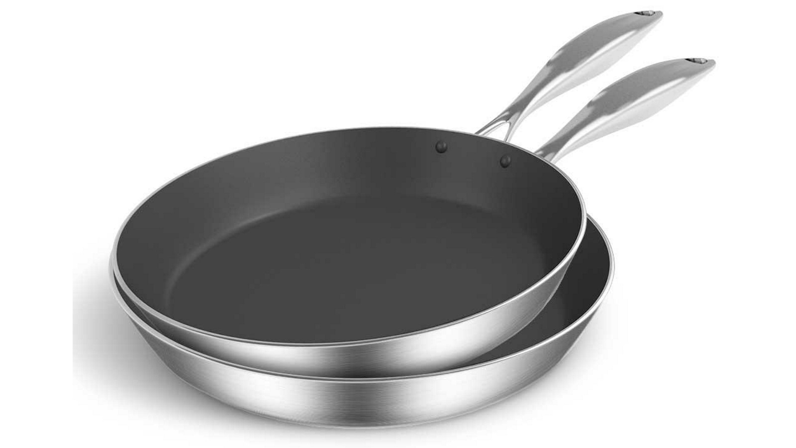 SOGA 20cm and 30cm Stainless Steel Fry Pan with Induction Non Stick Interior