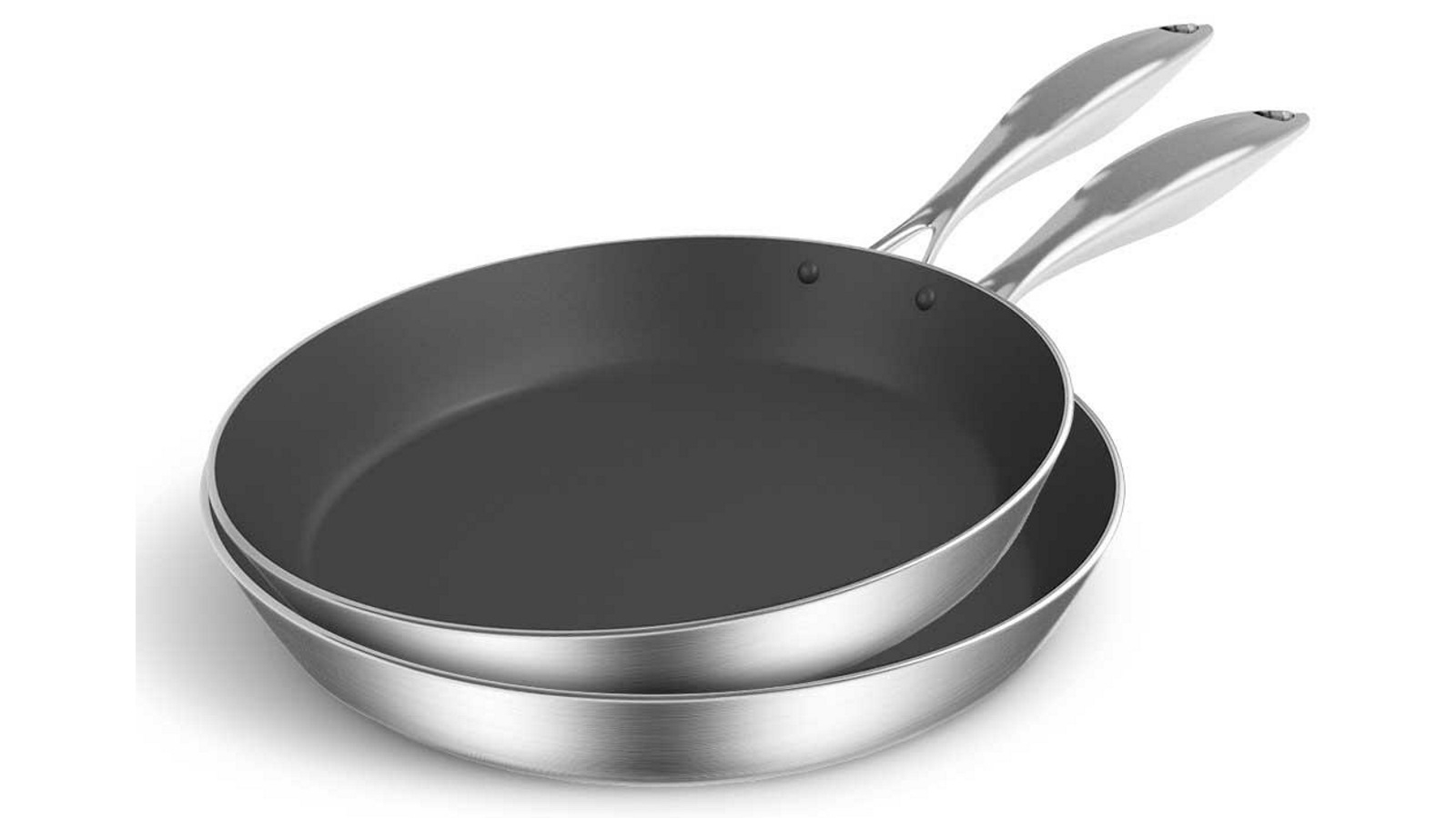 SOGA 22cm and 26cm Stainless Steel Fry Pan with Induction Non Stick Interior